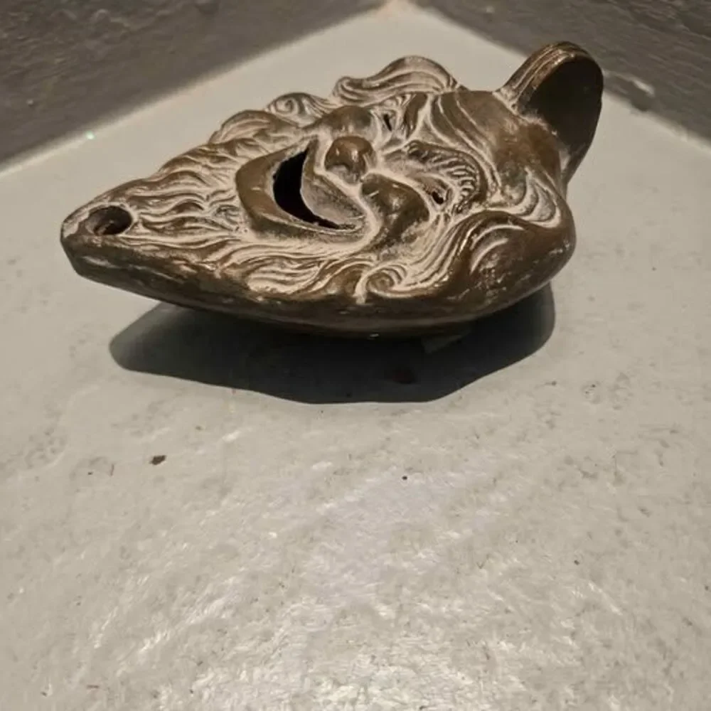 Satyr Head Figural Oil Lamp